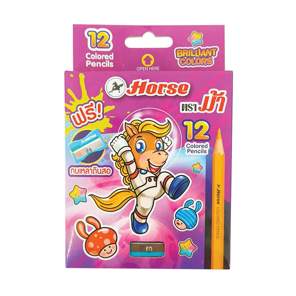 HORSE SHORT PENCILS 12 COLORS BRILLIANT COLORS