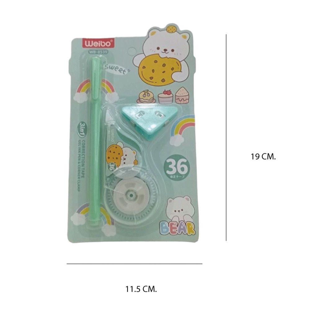 เซ็ตปากกา+ที่ลบคำผิด+ตัวหนีบ (คละแบบ)