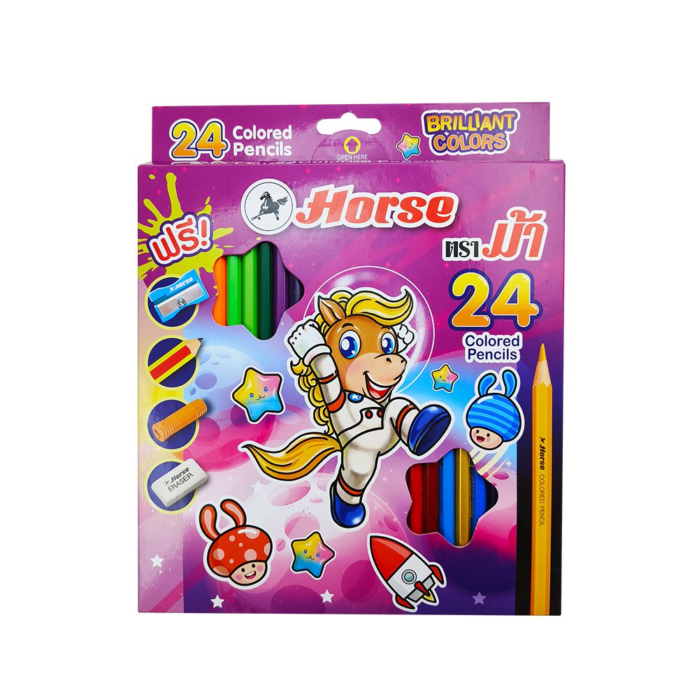 HORSE LONG COLORED PENCILS 24 COLORS BRILLIANT COLORS