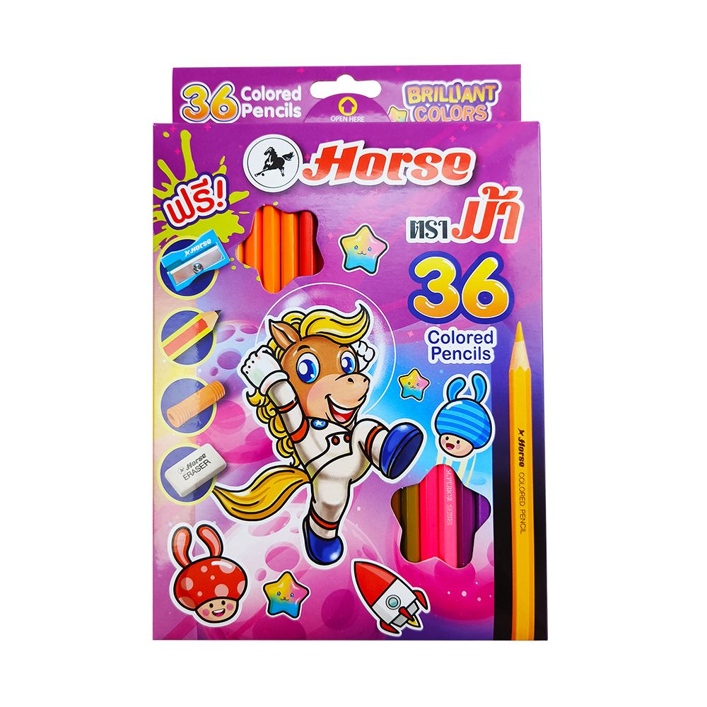 HORSE LONG COLORED PENCILS 36 COLORS BRILLIANT COLORS