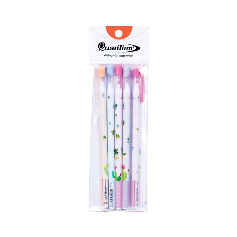 QUANTUM SKATE FANCY PEN CACTUS MIXED COLORS 0.6 MM PACK 5