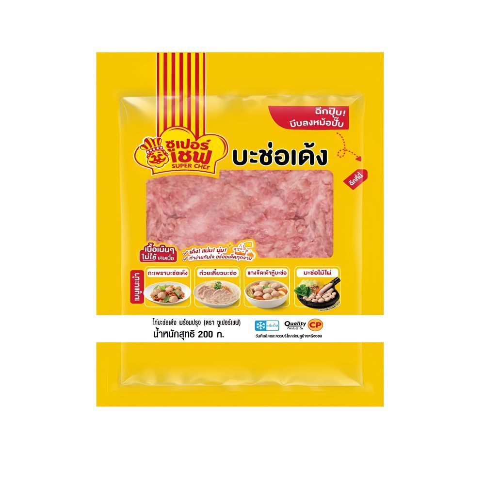 ซูเปอร์เชฟ ไก่บะช่อเด้งพร้อมปรุงแช่แข็ง 200 กรัม