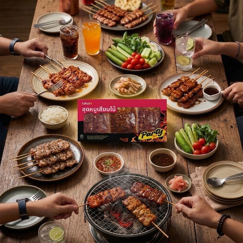 โลตัส หมูเสียบไม้ แช่แข็ง 600 กรัม