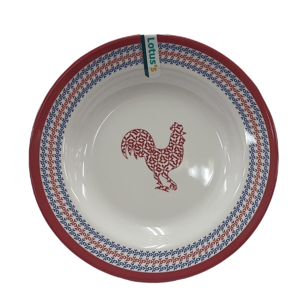 โลตัส จานเมลามีนลึกลายไก่แดง 9 นิ้ว