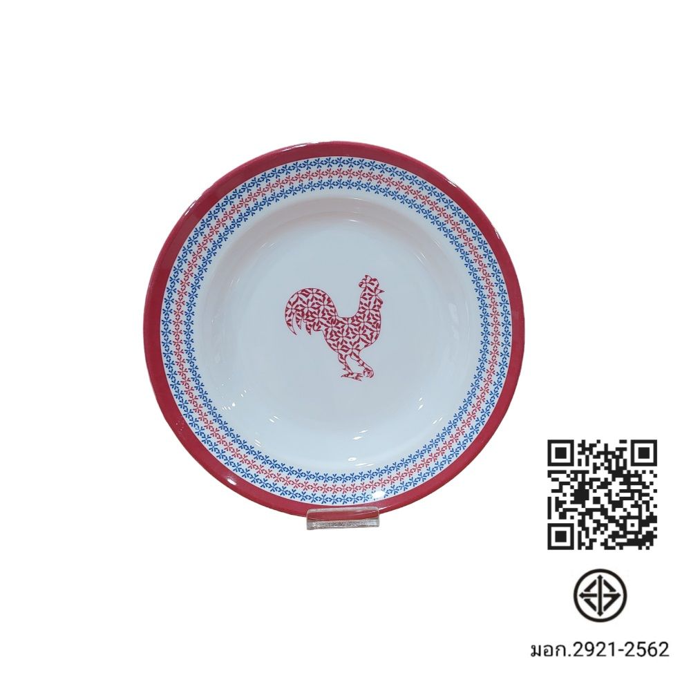 โลตัส จานเมลามีนลึกลายไก่แดง 9 นิ้ว