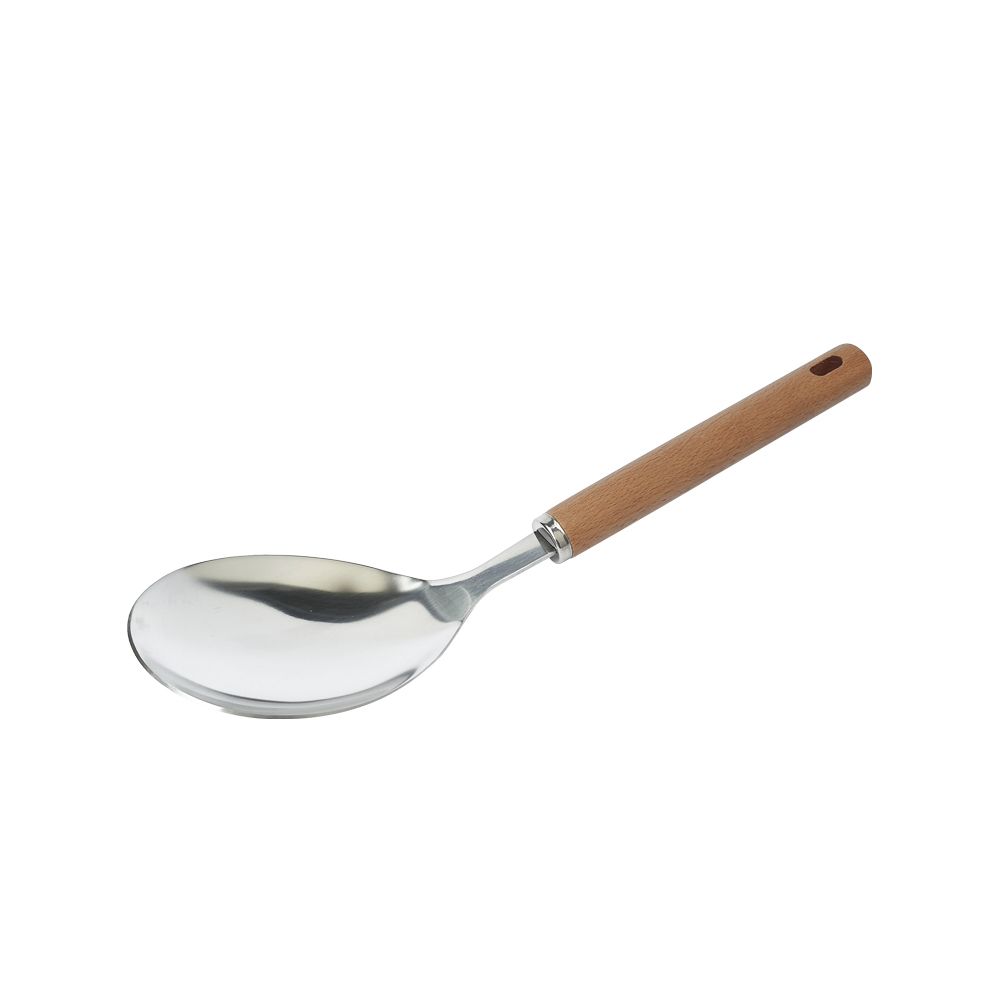 แฟคเคลมานทัพพีสแตนเลสด้ามไม้