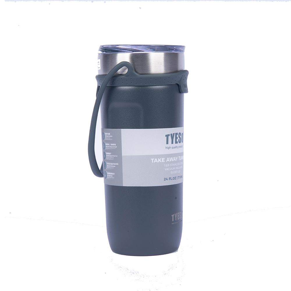 TYESOแก้วน้ำสแตนเลสมีหูสีดำ710ML.#304