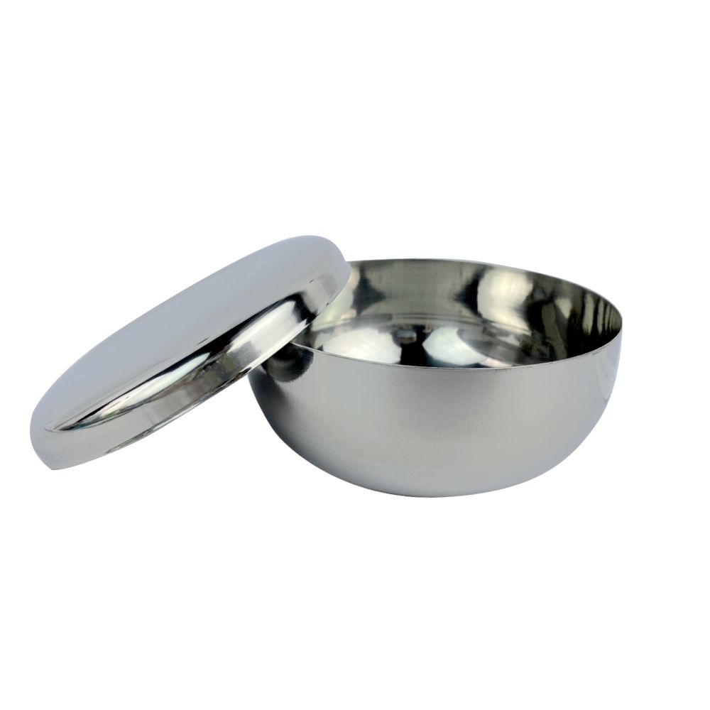 ถ้วยข้าวพร้อมฝาปิดสีเงิน 10.5 ซม.