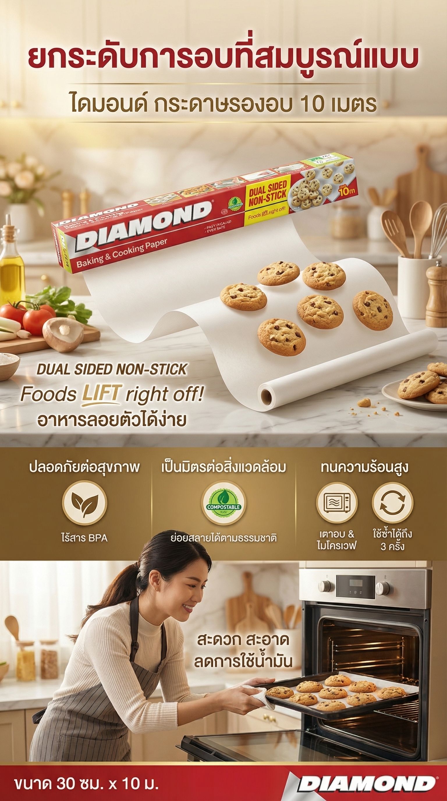 ไดมอนด์กระดาษรองอบ 10 เมตร