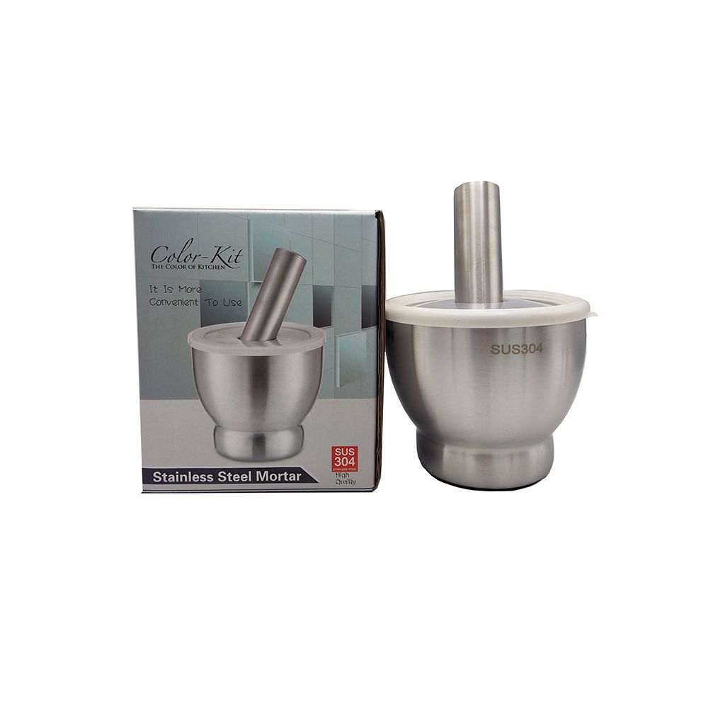 STAINLESS MORTAR 13CM.+PESTLE