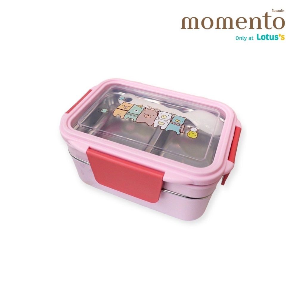 โมเมนโตกล่องข้าวสแตนเลส 2ชั้น (คละแบบ)
