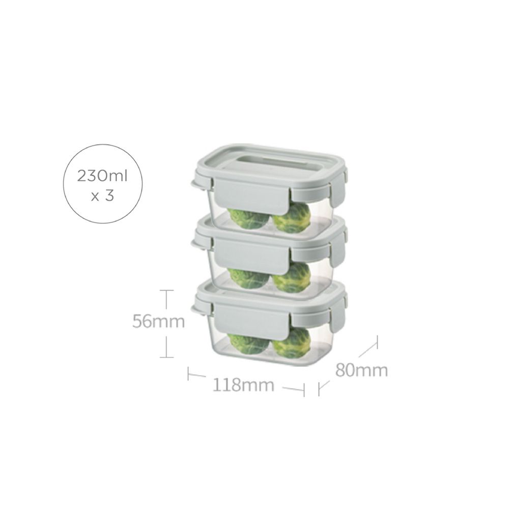 LOCK N LOCKกล่องอาหารพลาสติก3 ชิ้น230มล.