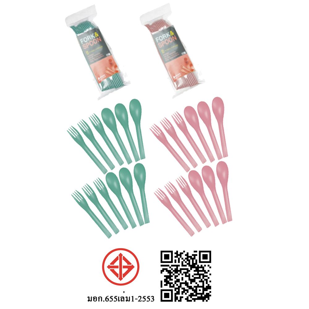 โมเมนโตช้อนส้อมพลาสติก 6 คู่ (คละแบบ)