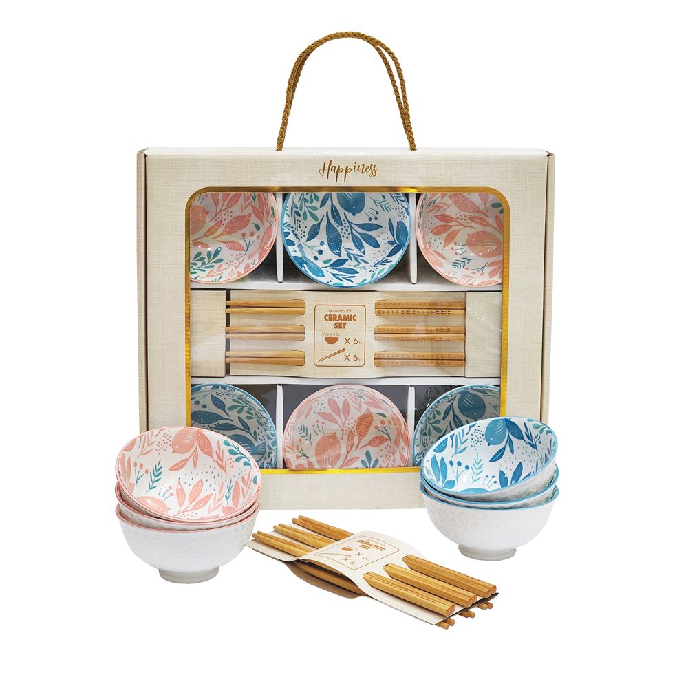 MOMENTO CUPSET CERAMIC4.5IN+CHOPSTICKS6SET (ASSORTED)