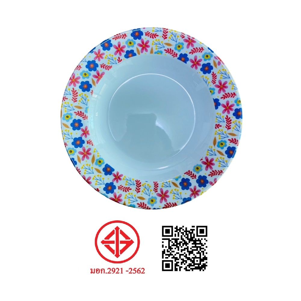 จานเมลามีนทรงลึกขาว 8 นิ้ว (คละแบบ)