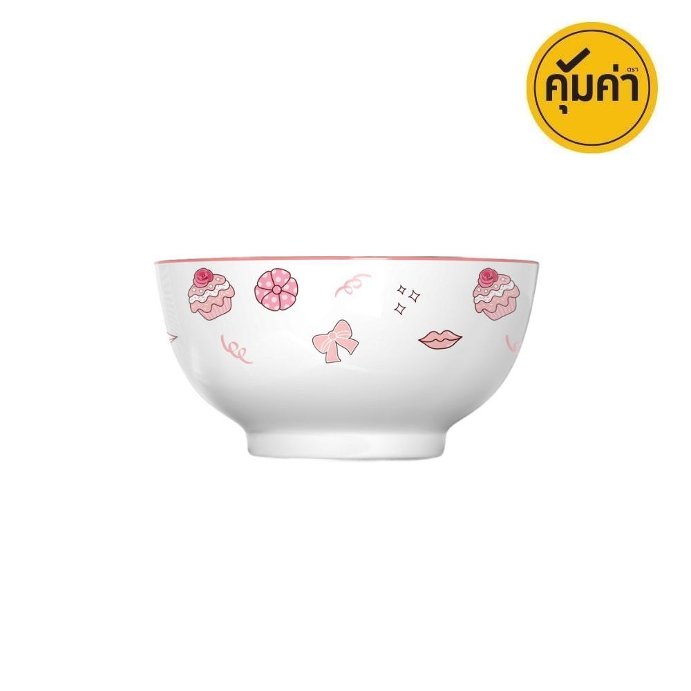 คุ้มค่าชามกลมเซรามิคคละลาย 6นิ้ว (คละแบบ)