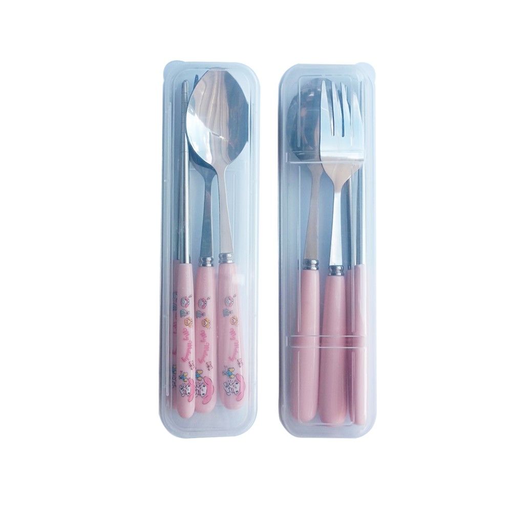 ชุดช้อนส้อมตะเกียบ + กล่องลายลิขสิทธิ์