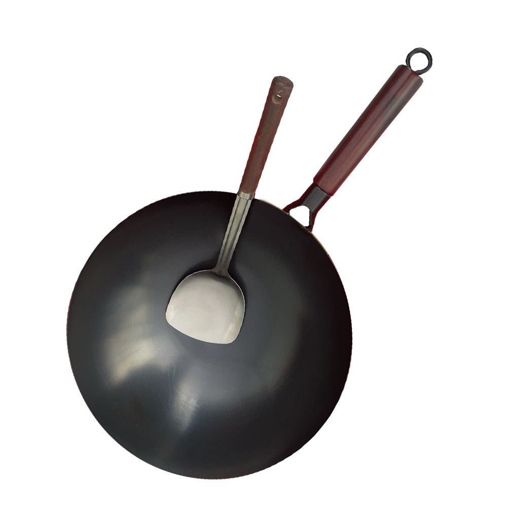 กระทะเหล็กเผา 32 ซม. พร้อมตะหลิว