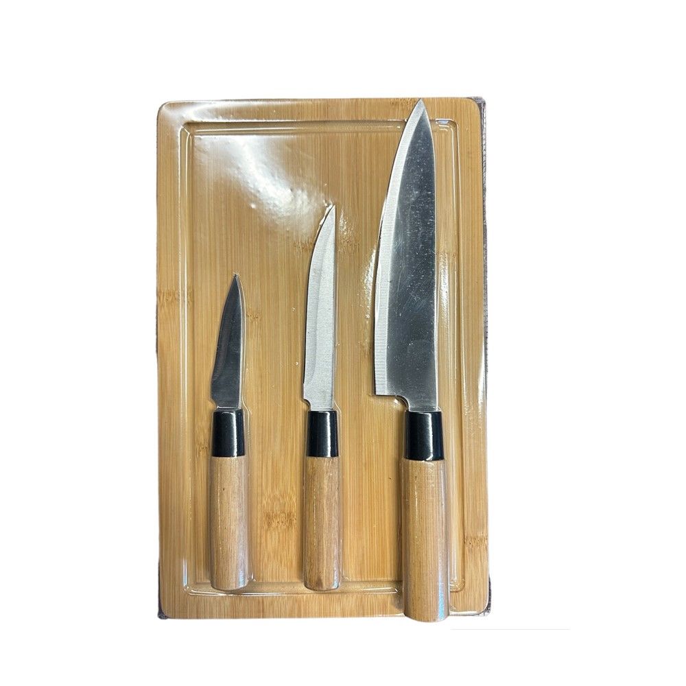 โมเมนโต ชุดมีดพร้อมเขียงไม้ 4 ชิ้น