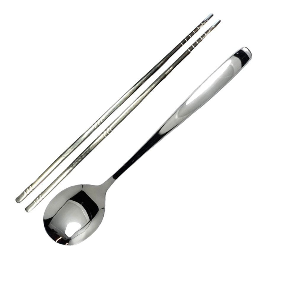 โมเมนโต ช้อนตะเกียบเกาหลี สีเงิน