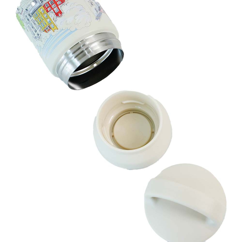 กระบอกน้ำสแตนเลสมีหูพิมพ์ลาย 500 มล. (คละแบบ)