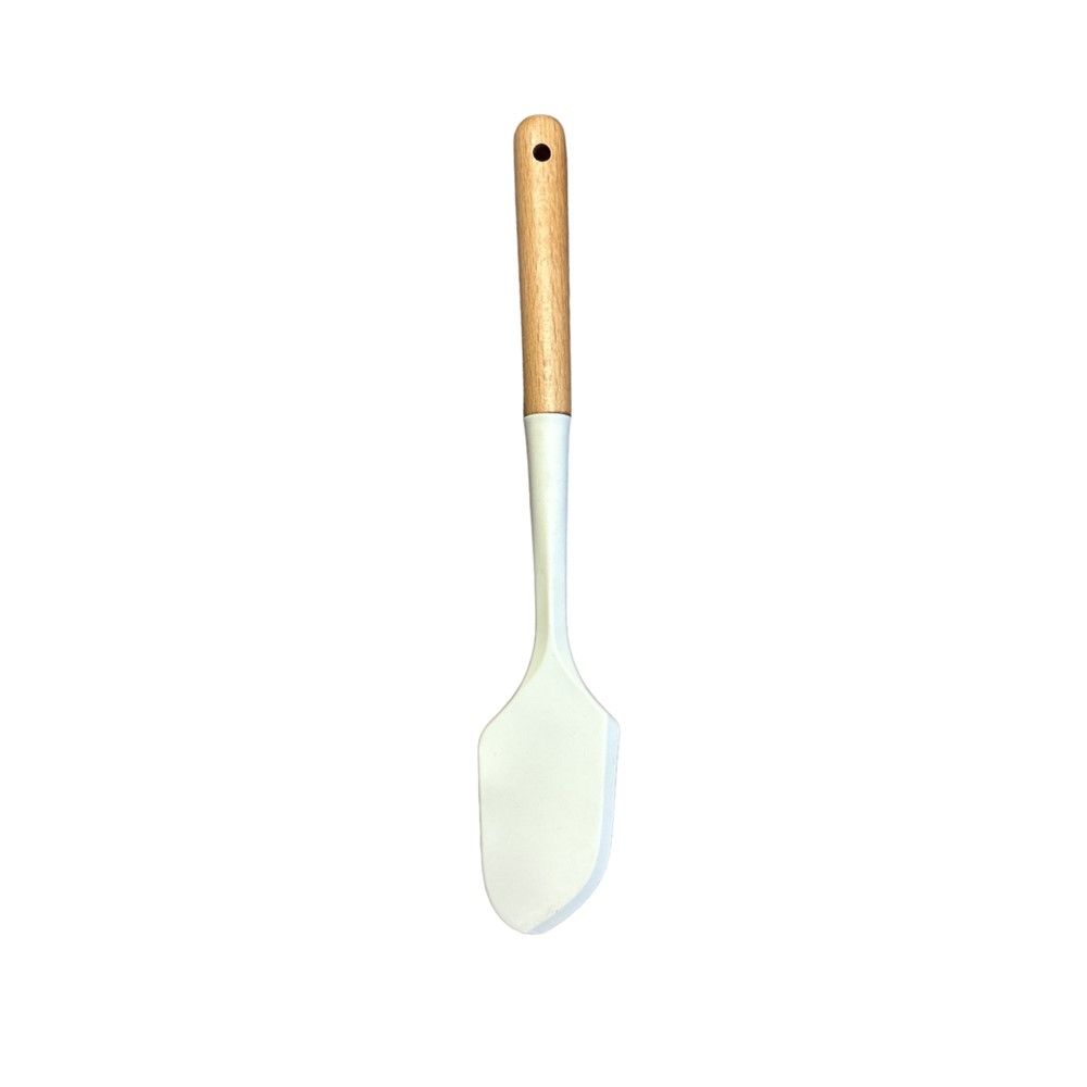SILICONE SPATULA WOODEN HANDLE OFF WHITE