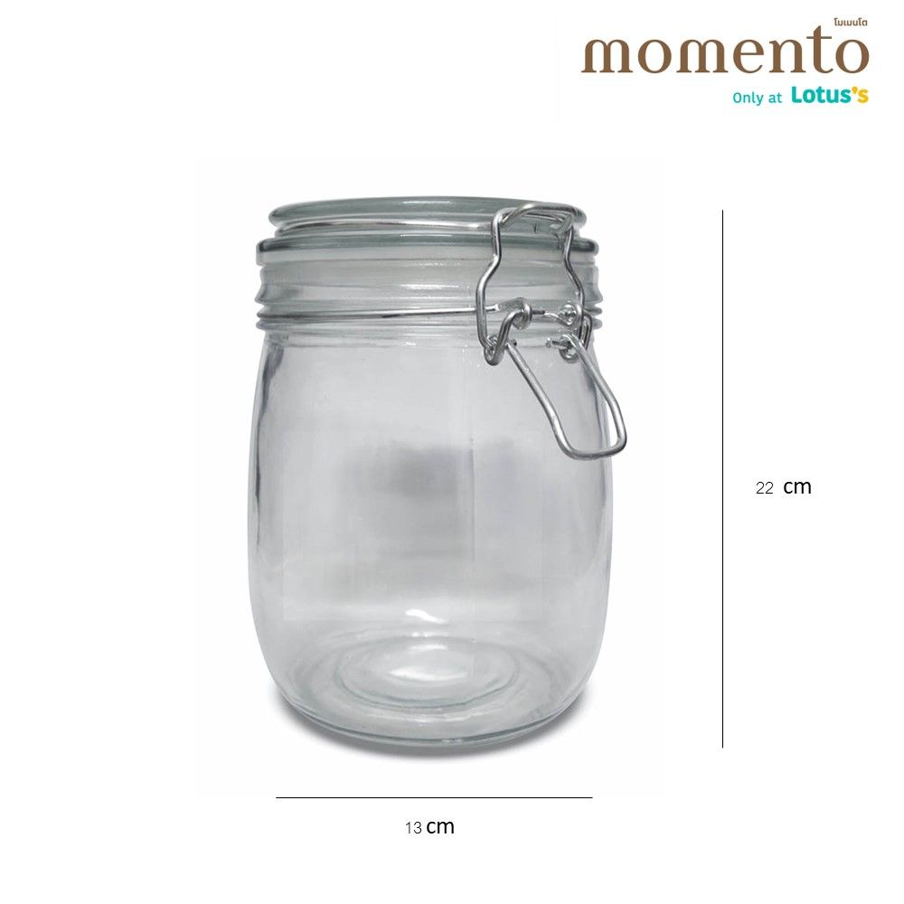 โมเมนโต ขวดโหลใส ทรงกลมฝาปิด แบบสปริง ขนาด 1 ลิตร