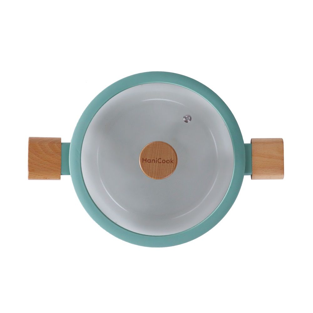 HANICOOK หม้อหูพร้อมฝาขนาดสีเขียว 24 ซม.