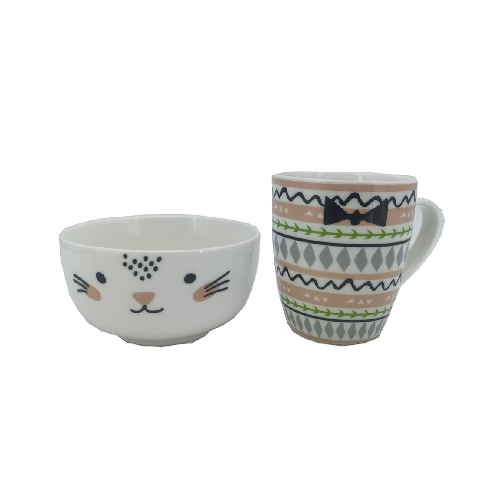 ชุดแก้ว 350 มล. + ถ้วยเซรามิค 4.6 นิ้ว (คละแบบ)