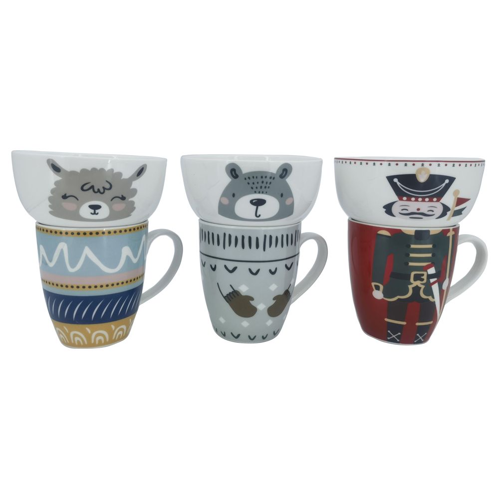 ชุดแก้ว 350 มล. + ถ้วยเซรามิค 4.6 นิ้ว (คละแบบ)