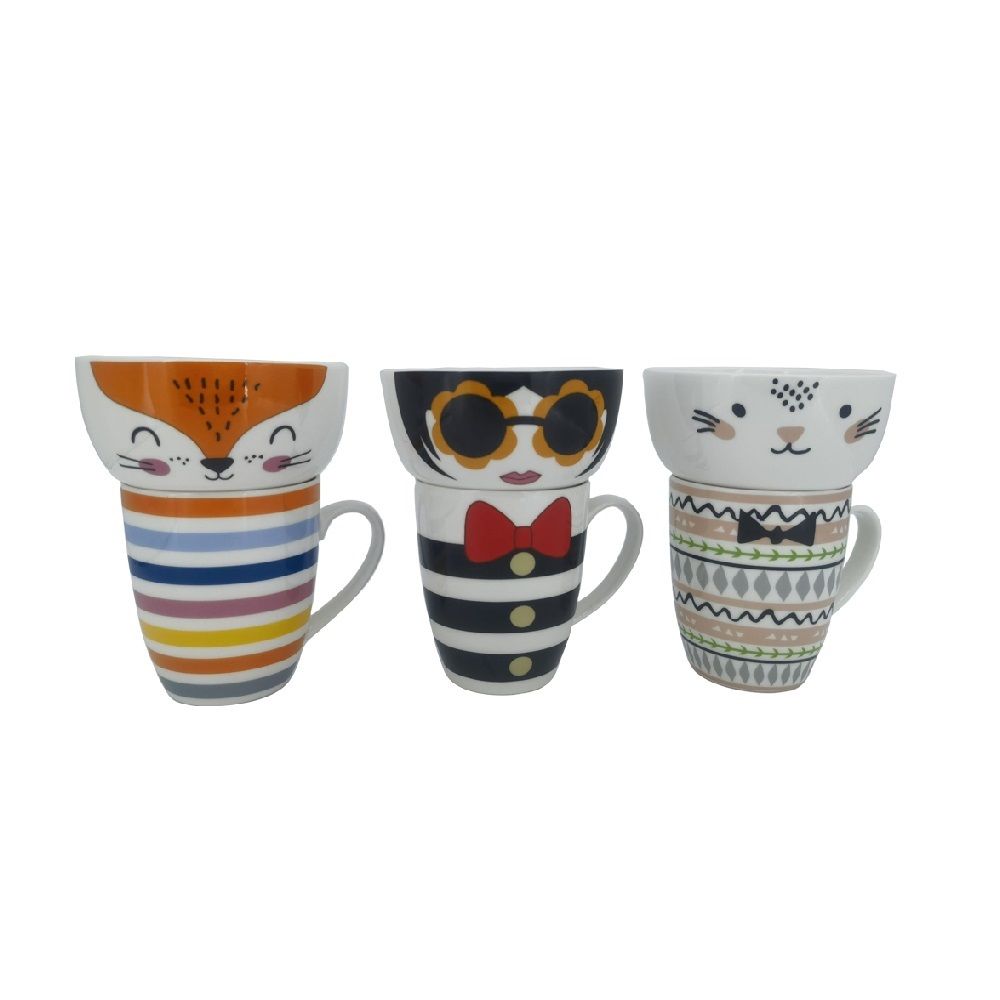 ชุดแก้ว 350 มล. + ถ้วยเซรามิค 4.6 นิ้ว (คละแบบ)