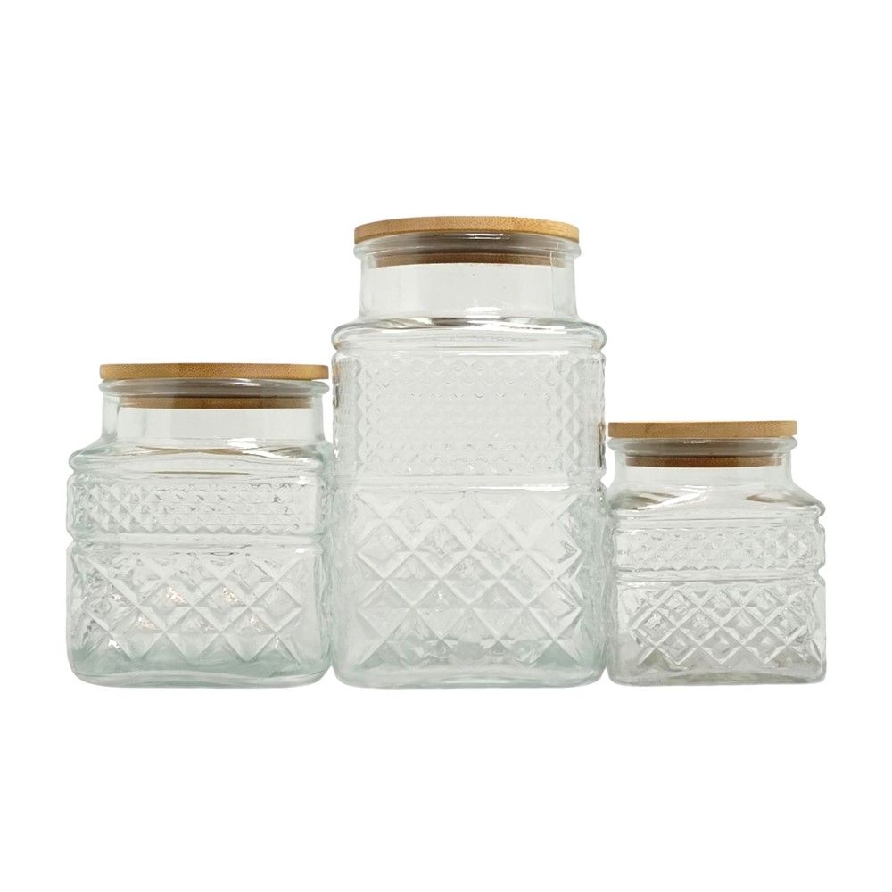 เซตขวดโหลสูญญากาศฝาไม้ X 3 ชิ้น