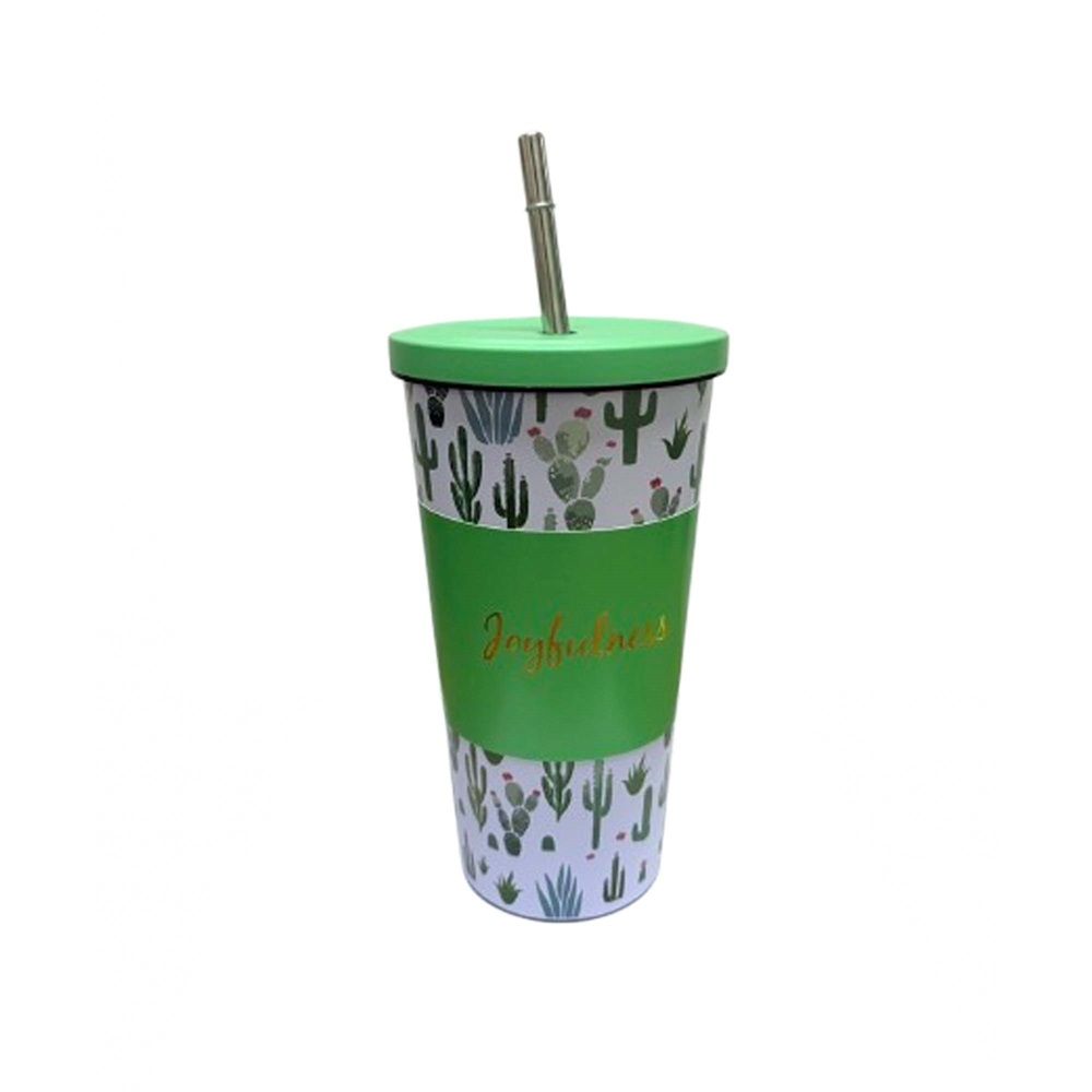 แก้วน้ำสแตนเลสพร้อมหลอด 500มล. (คละแบบ)