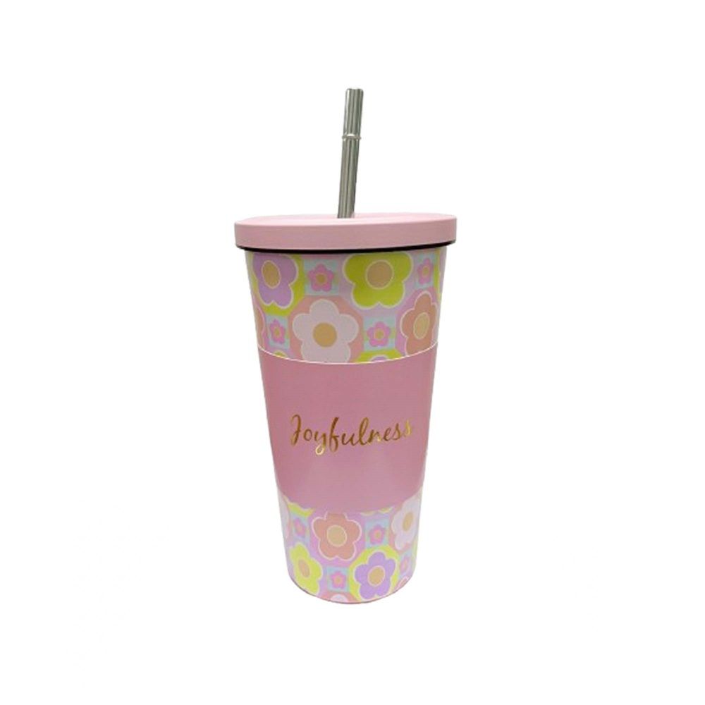 แก้วน้ำสแตนเลสพร้อมหลอด 500มล. (คละแบบ)