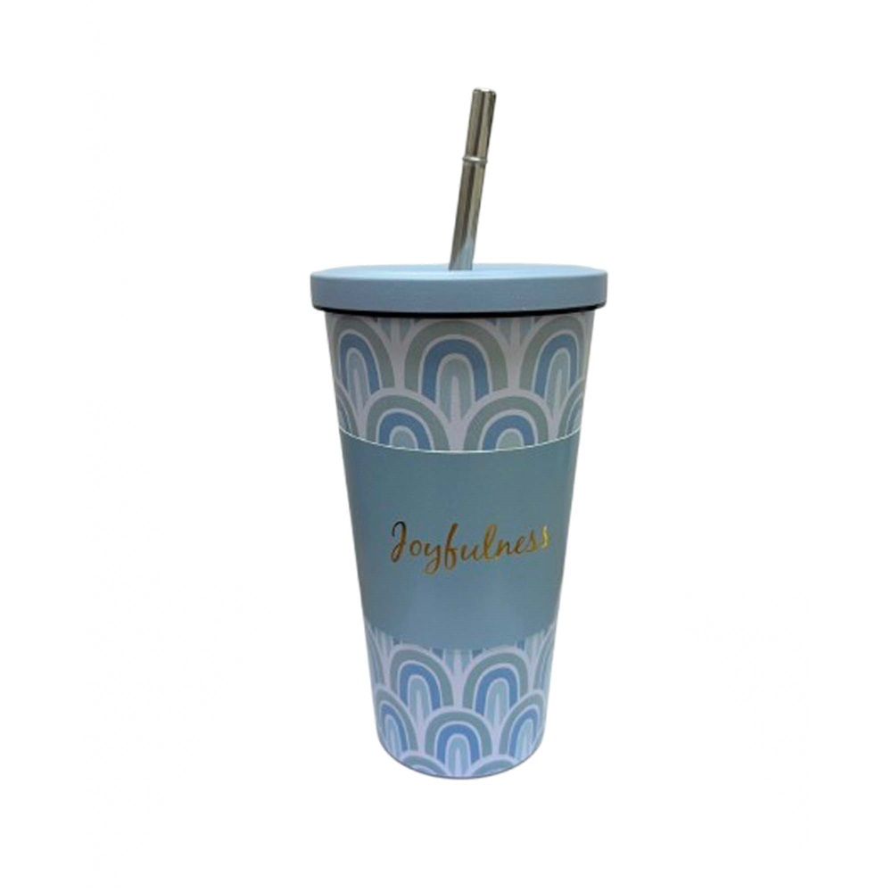 แก้วน้ำสแตนเลสพร้อมหลอด 500มล. (คละแบบ)