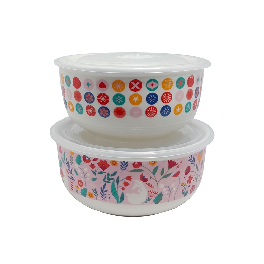 เซตชามเซรามิกพร้อมฝาปิด 2 ชิ้น SIZE L / XL (คละแบบ)