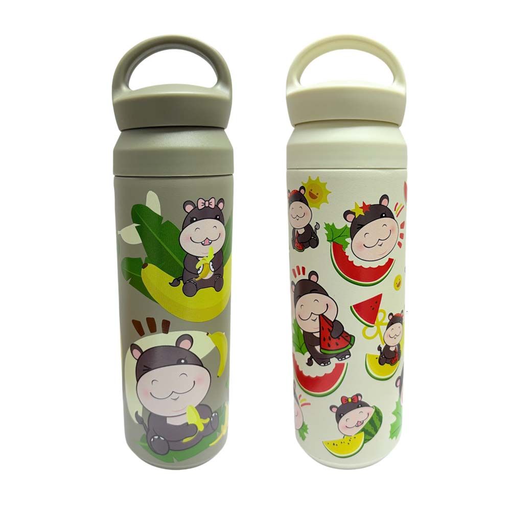 กระบอกน้ำพิมพ์ลายฮิปโป 500ML. (คละแบบ)