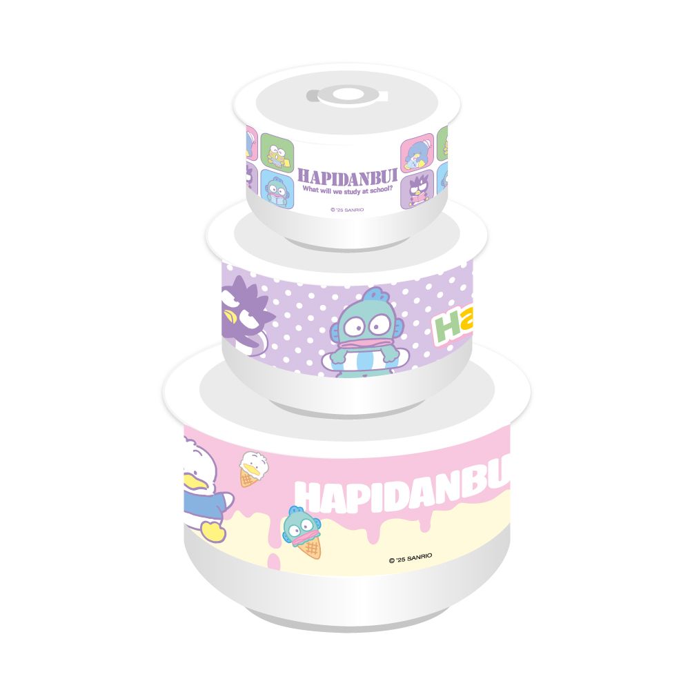 เซตชามเซรามิกซานริโอ พร้อมฝา 3 ชิ้น (คละแบบ)