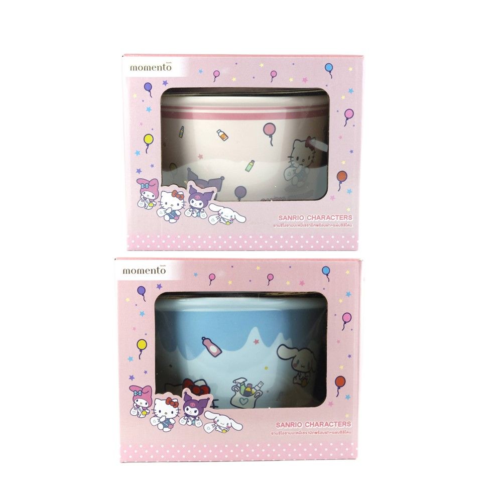 โมเมนโต ชามบะหมี่เซรามิกซานริโอ + แผ่นซิลิโคน (คละแบบ)