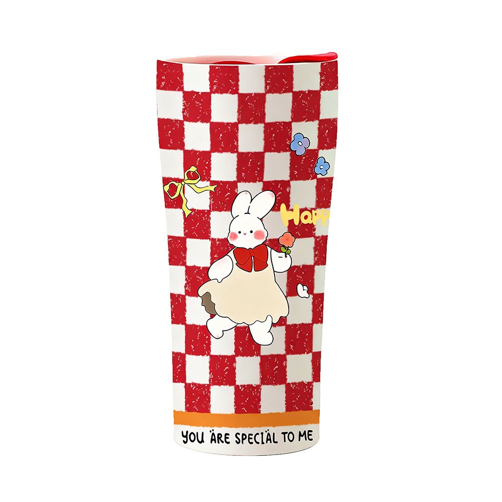 แก้วน้ำเซรามิกทรงสูงพร้อมฝา 420 มล. (คละลาย)