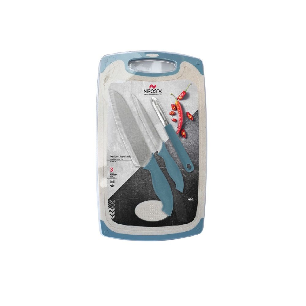 FACKELMANN KNIVES + CUTTING BOARD 4 PCS.