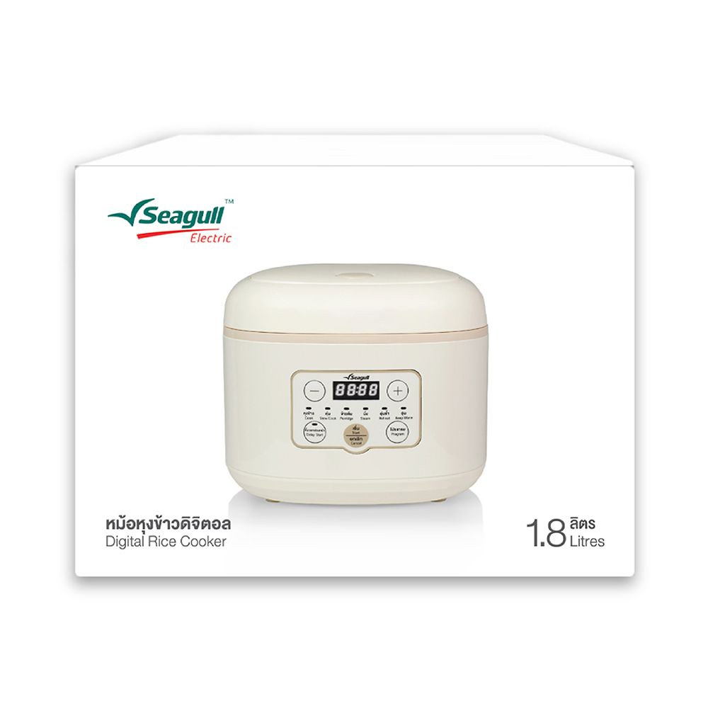 SEAGULL หม้อหุงข้าวดิจิตอล 1.8 ลิตร สีครีม