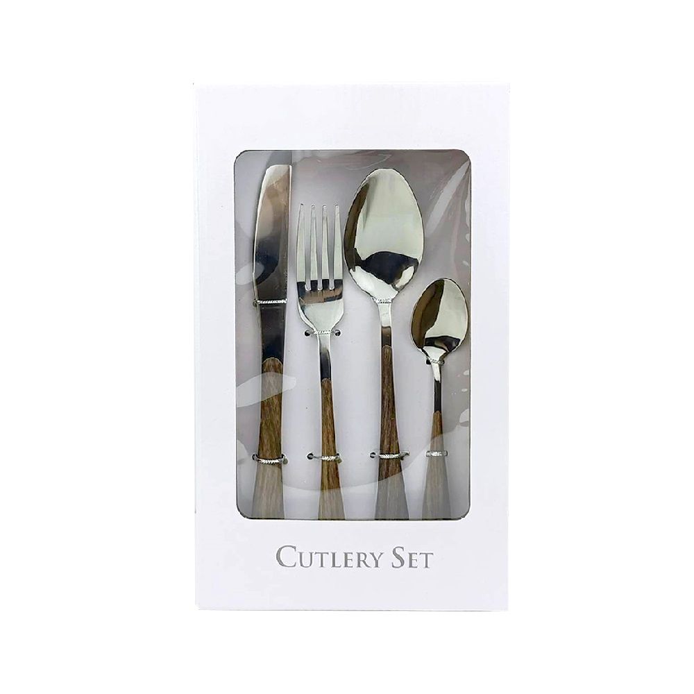 SET WOOD GRAIN STEAK CUTLERY PACK 4