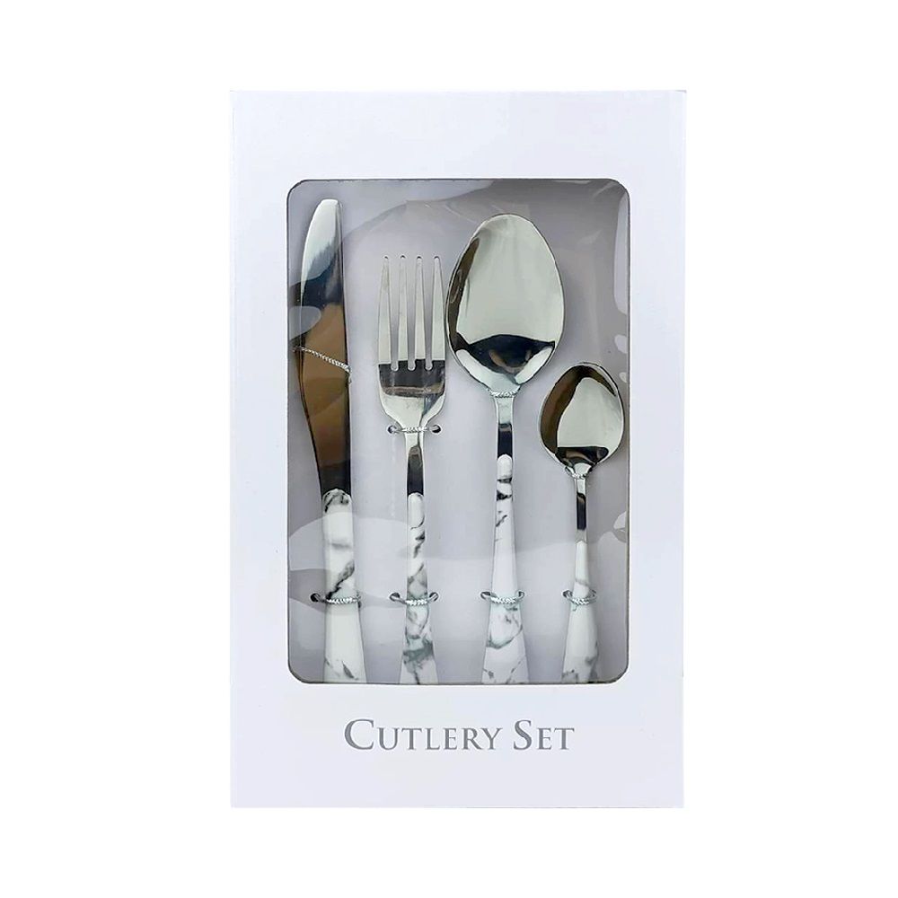 SET MARBLE PATTERN STEAK CUTLERY PACK 4
