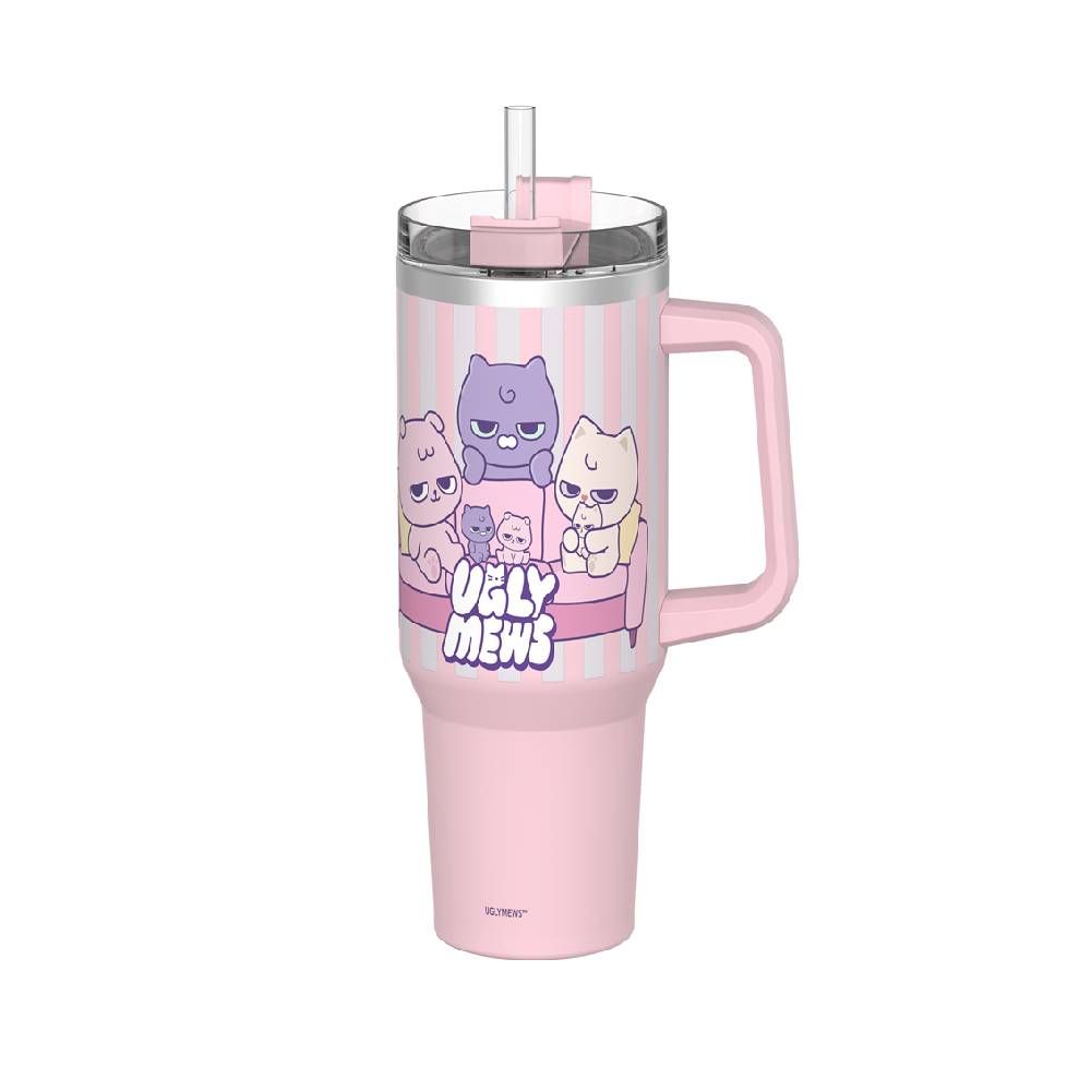 STAINLESS TUMBLER UGLY MEWS PINK 40 OZ