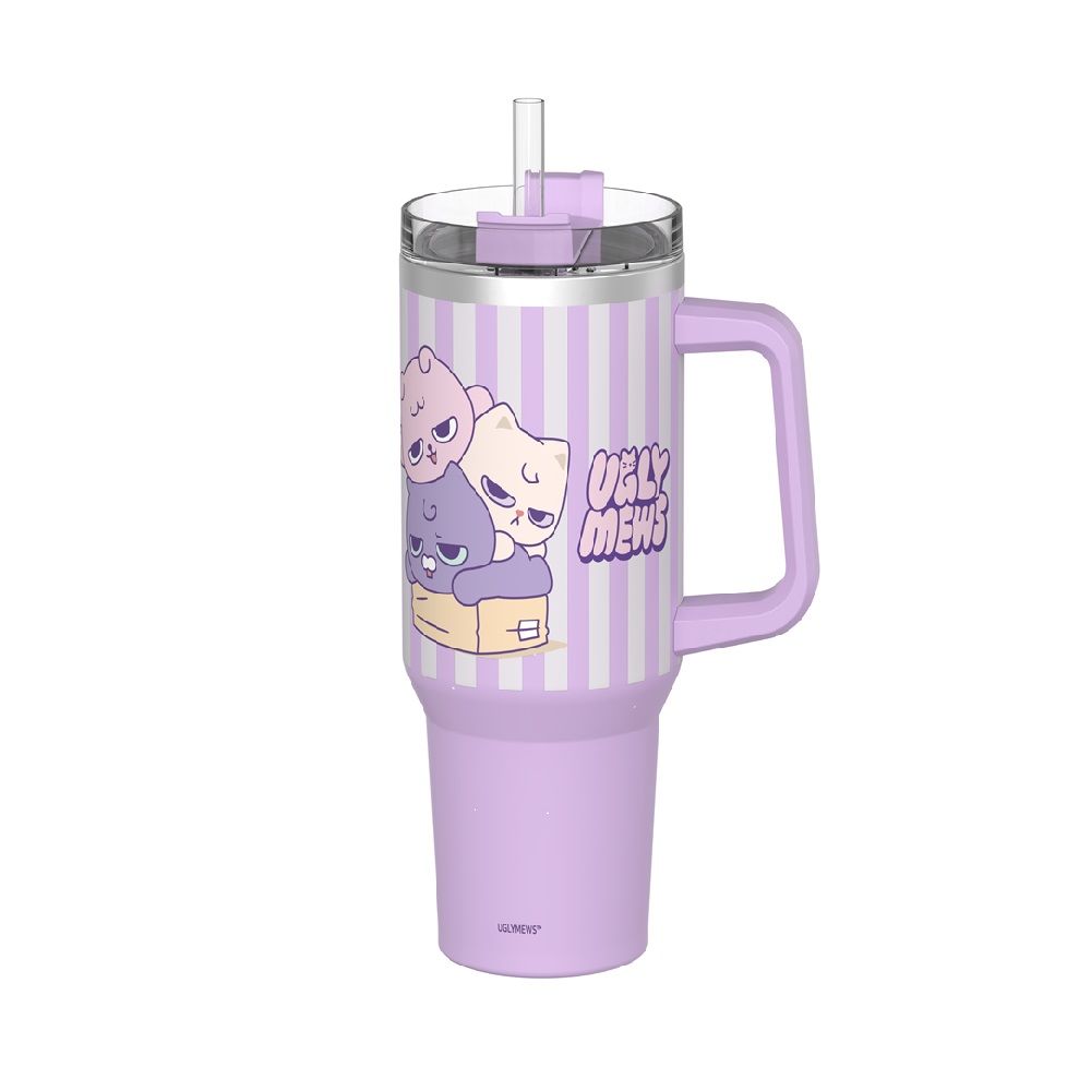 STAINLESS TUMBLER UGLY MEWS PURPLE 40 OZ