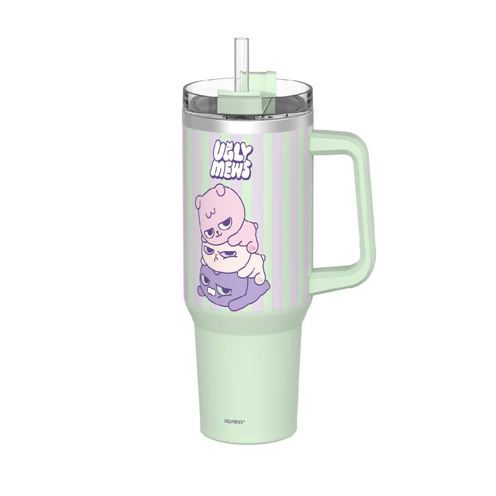 STAINLESS TUMBLER UGLY MEWS GREEN 40 OZ