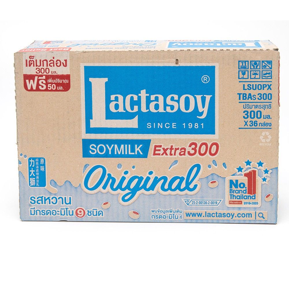 แลคตาซอย นมถั่วเหลืองยูเอชที รสหวาน 300 มล. แพ็ค 36