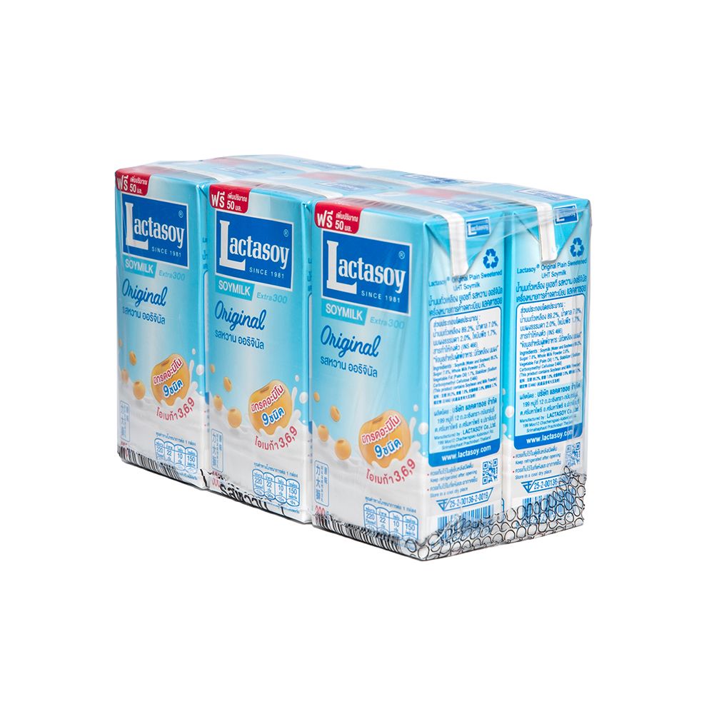 แลคตาซอย นมถั่วเหลืองยูเอชที รสหวาน 300 มล. แพ็ค 6