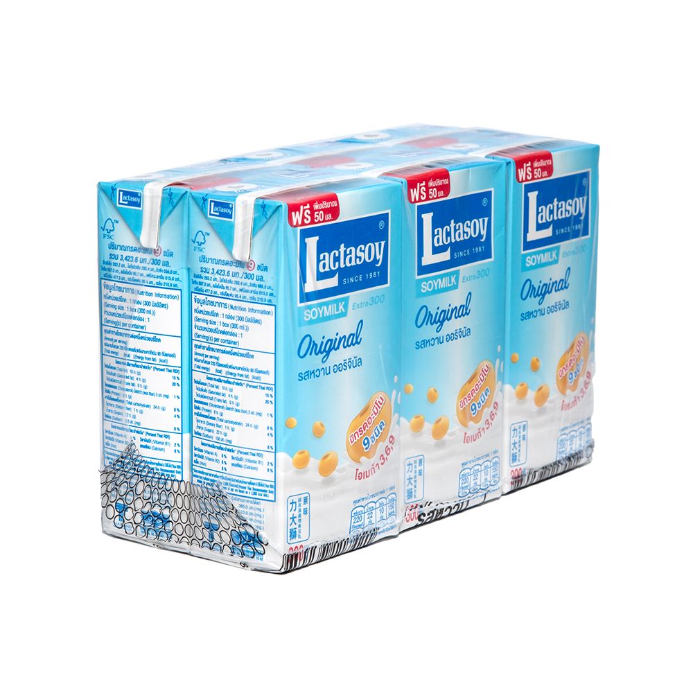 แลคตาซอย นมถั่วเหลืองยูเอชที รสหวาน 300 มล. แพ็ค 6